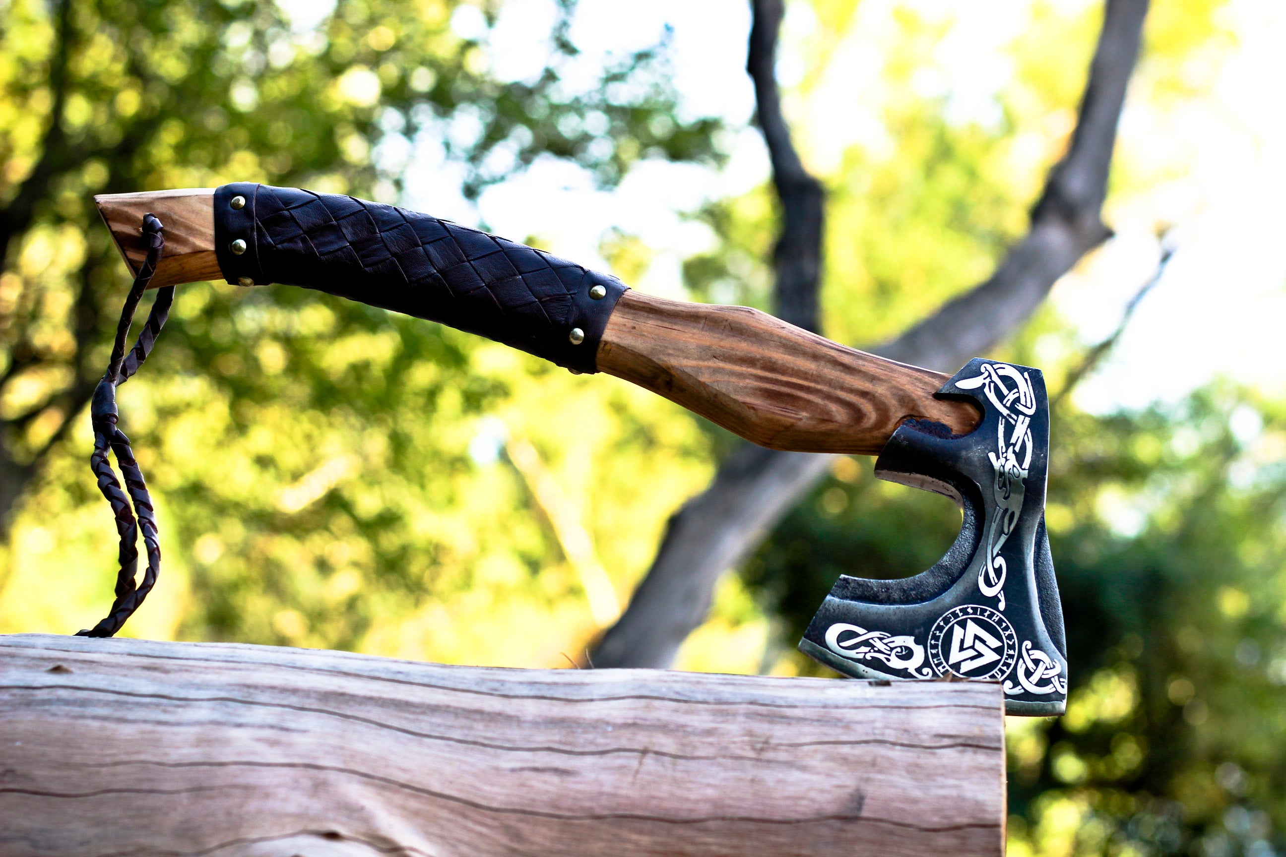 <h3>Small Forged Carbon Steel Axe with Ash Wood Shaft - Viking Axe</h3>