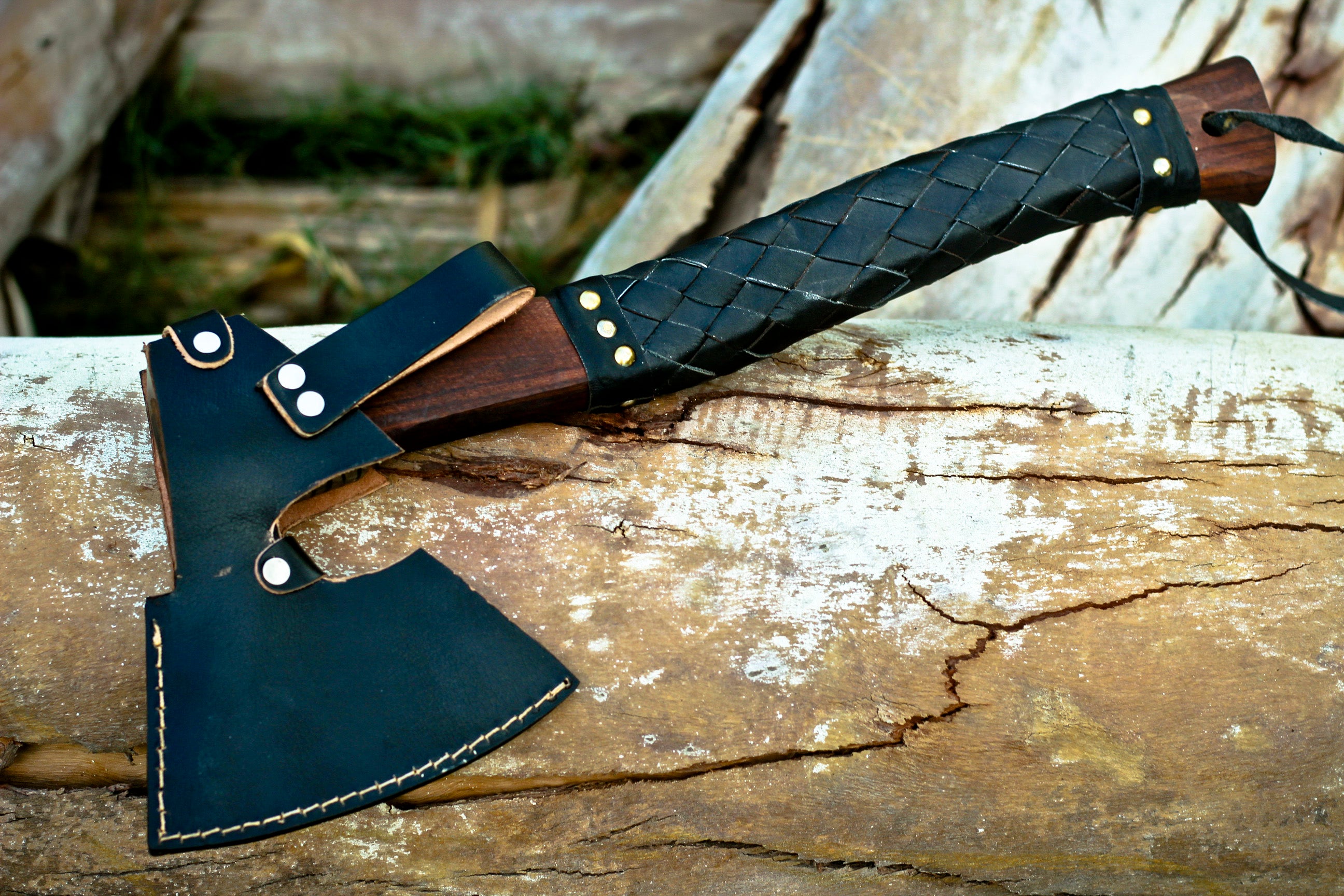 <h3>Premium Viking Axe, Hand Forged Viking Camping Axe with Dark wood Shaft & Carbon Steel</h3>