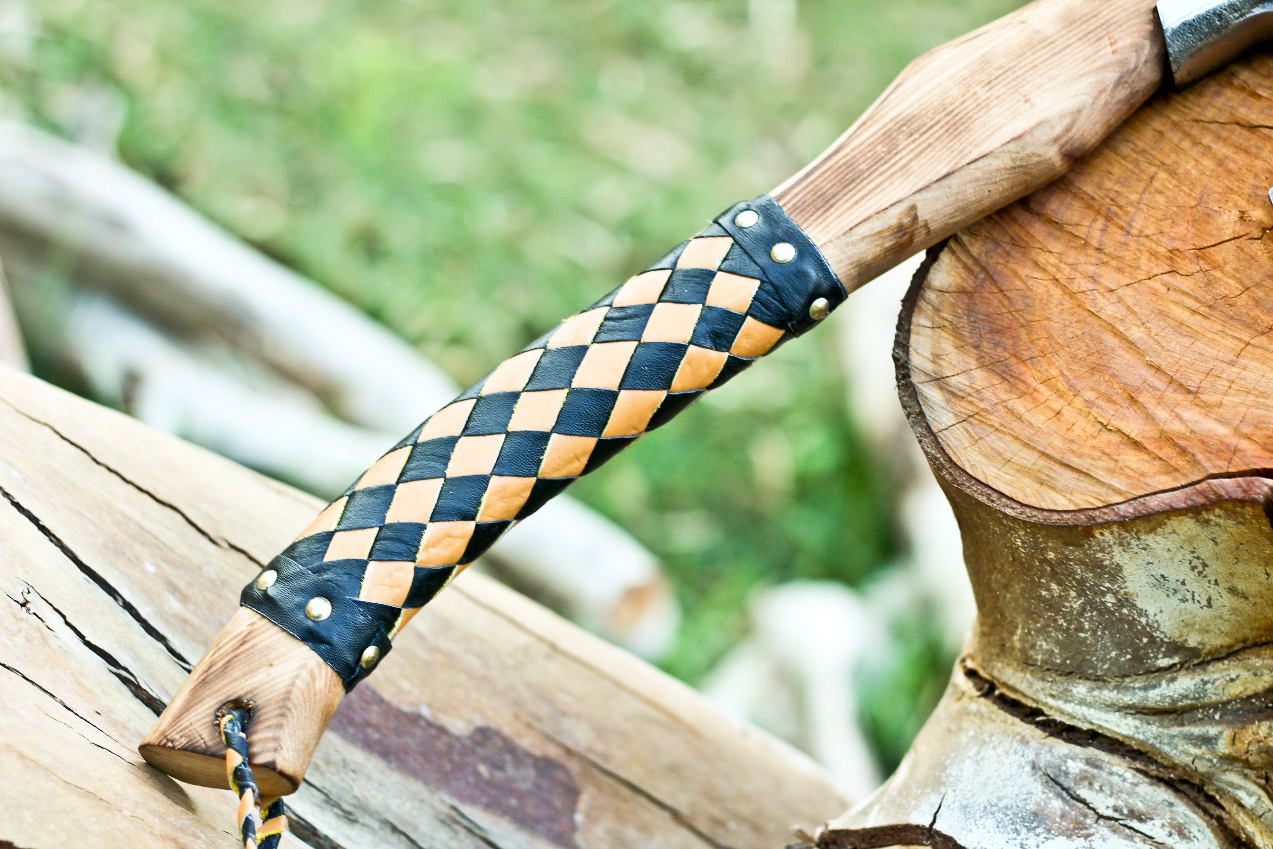 <h3>Custom Hand Forged Carbon Steel Medieval Wood Axe with Ash Wood Shaft - Viking Axe</h3>