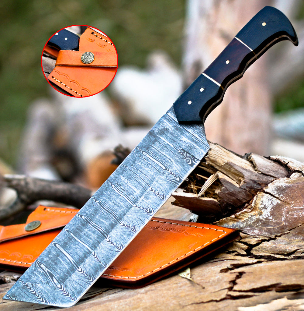 <h3>Custom HANDMADE FORGED DAMASCUS Steel Hunting Tracker Fix Blade Knife Full Tang</h3>