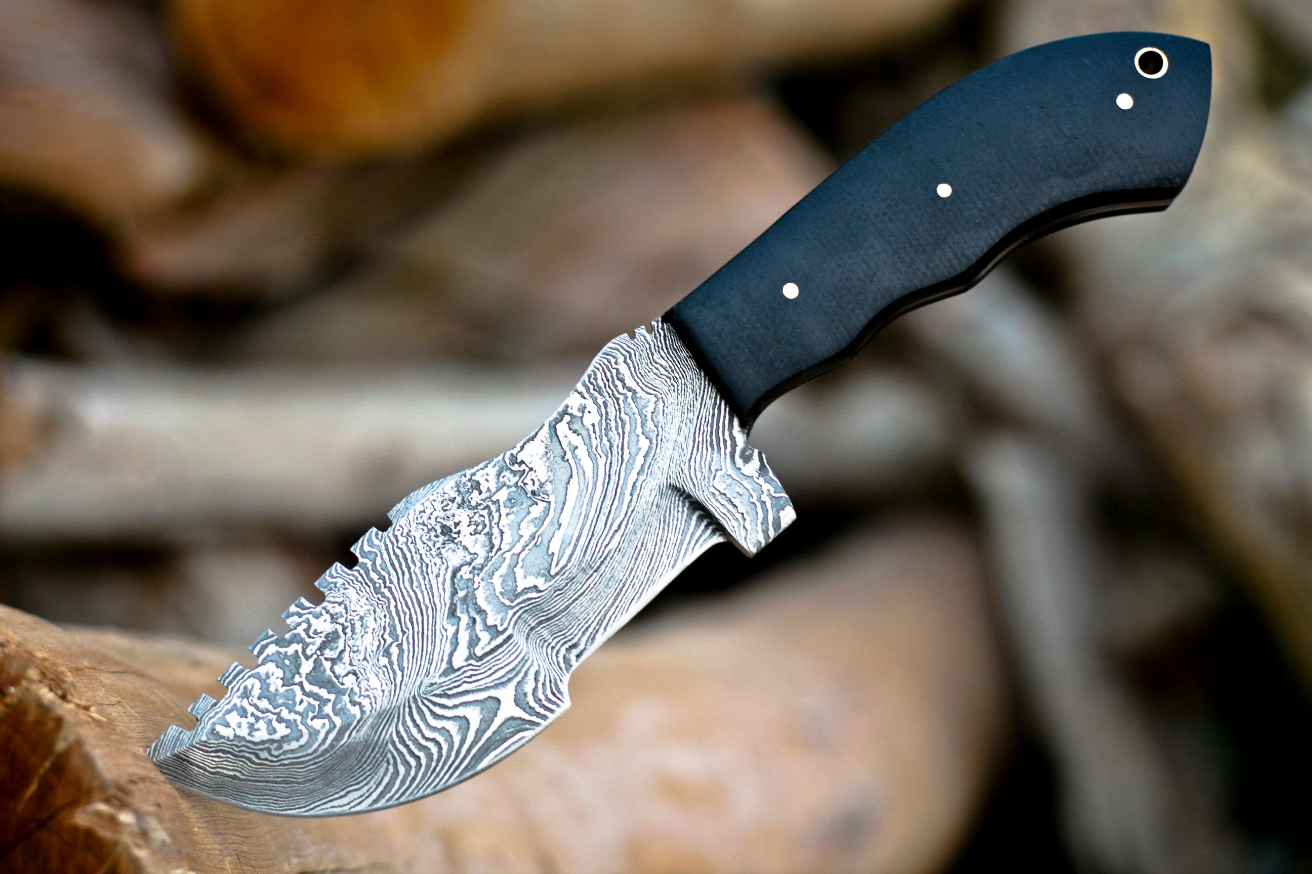 <h3>Custom Handmade Forged Damascus Steel Tracker Hunting Bushcraft Knife Survival EDC 10” With Micarta Handle</h3>