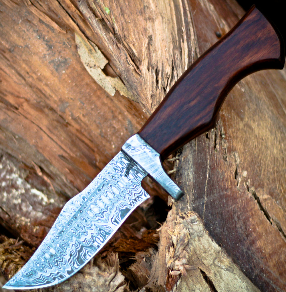 <h3>Handmade Hunting Bushcraft Knife Forged Damascus Steel Survival EDC 10” With Wallnut Wood Handle</h3>