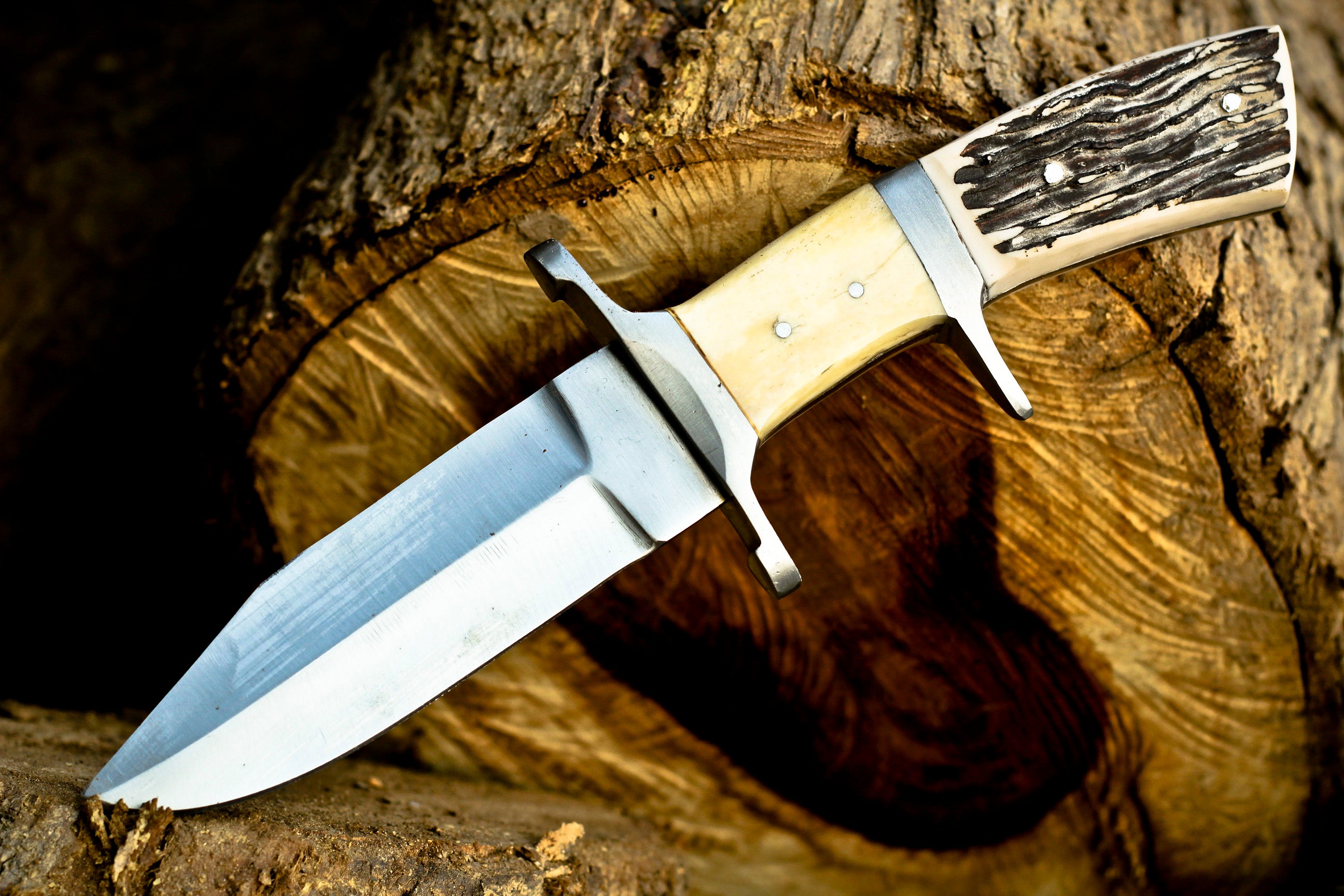 <h3>HANDMADE D2 Steel Hunting Loveless Fix Blade Knife Stag Antler Handle EDC 10”</h3>