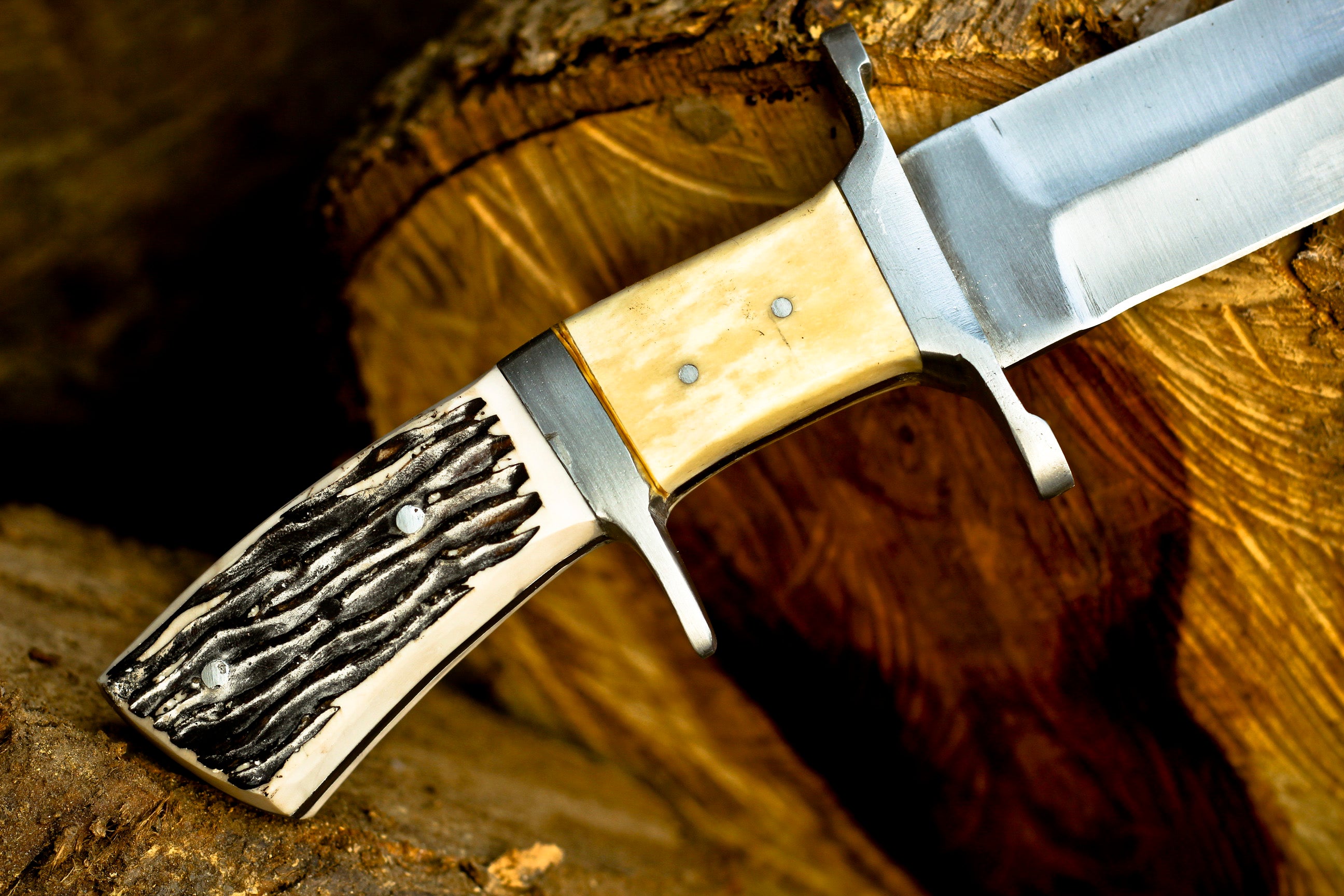 <h3>HANDMADE D2 Steel Hunting Loveless Fix Blade Knife Stag Antler Handle EDC 10”</h3>